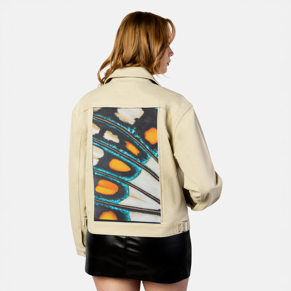 petallation patch on female atelier canvas jacket in tan