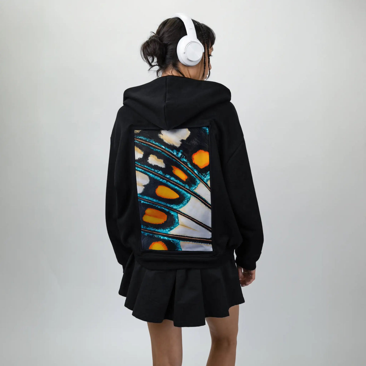 petallation patch on female essential zip hoodie in after hours