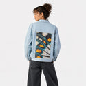 petallation patch on female og denim jacket in oceanside