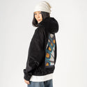petallation patch on female retro cord hoodie in onyx