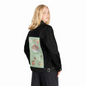 pho patch on female og denim jacket in raven