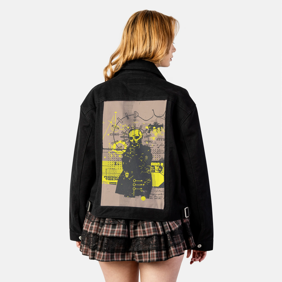 photocopy patch on female atelier canvas jacket in nightfall