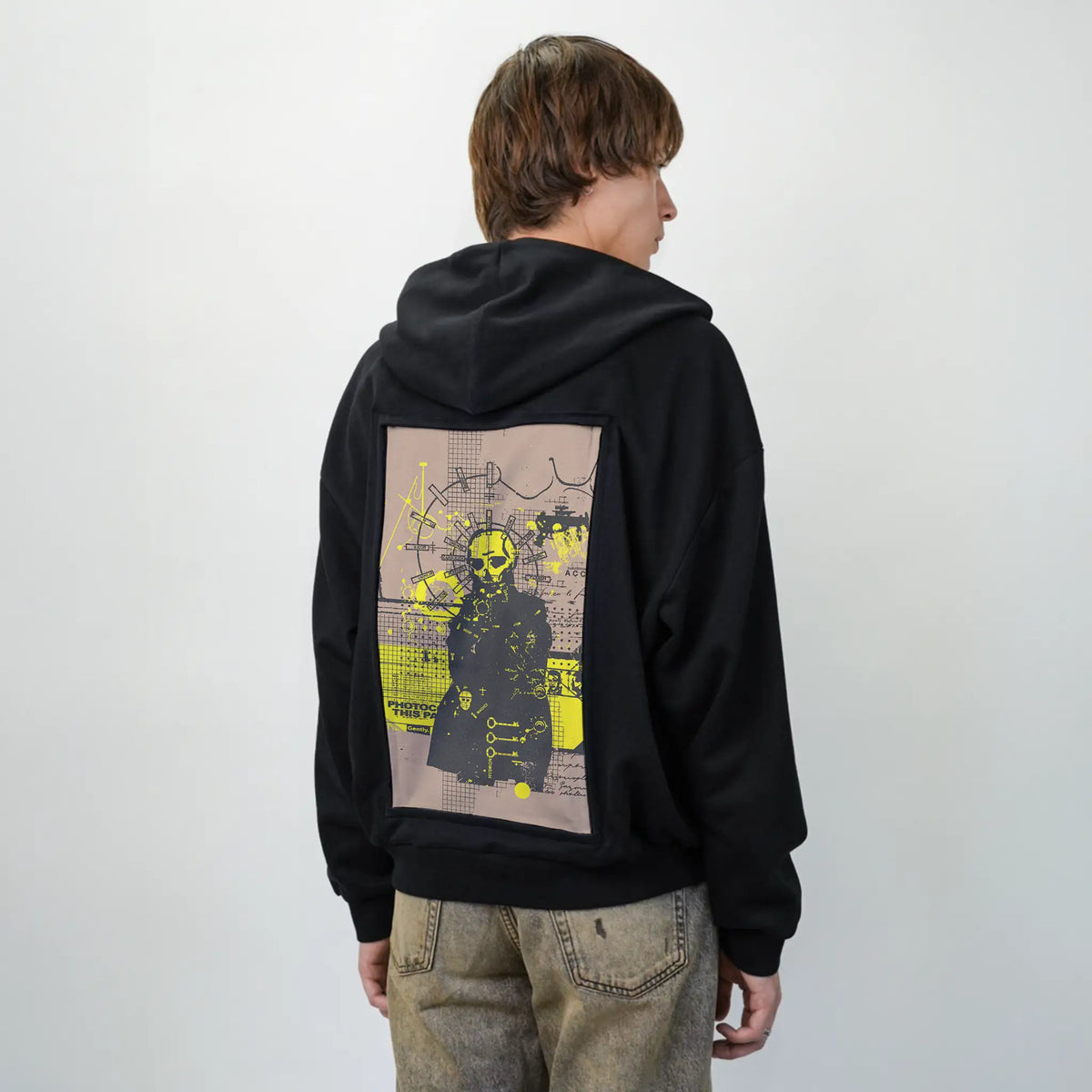 photocopy patch on male essential zip hoodie in after hours