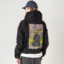 photocopy patch on male retro cord hoodie in onyx