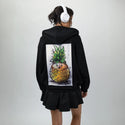 pineapplehedgehog patch on female essential zip hoodie in after hours