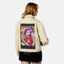 pizzacraze patch on female atelier canvas jacket in tan