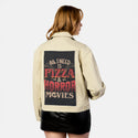 pizzahorror patch on female atelier canvas jacket in tan