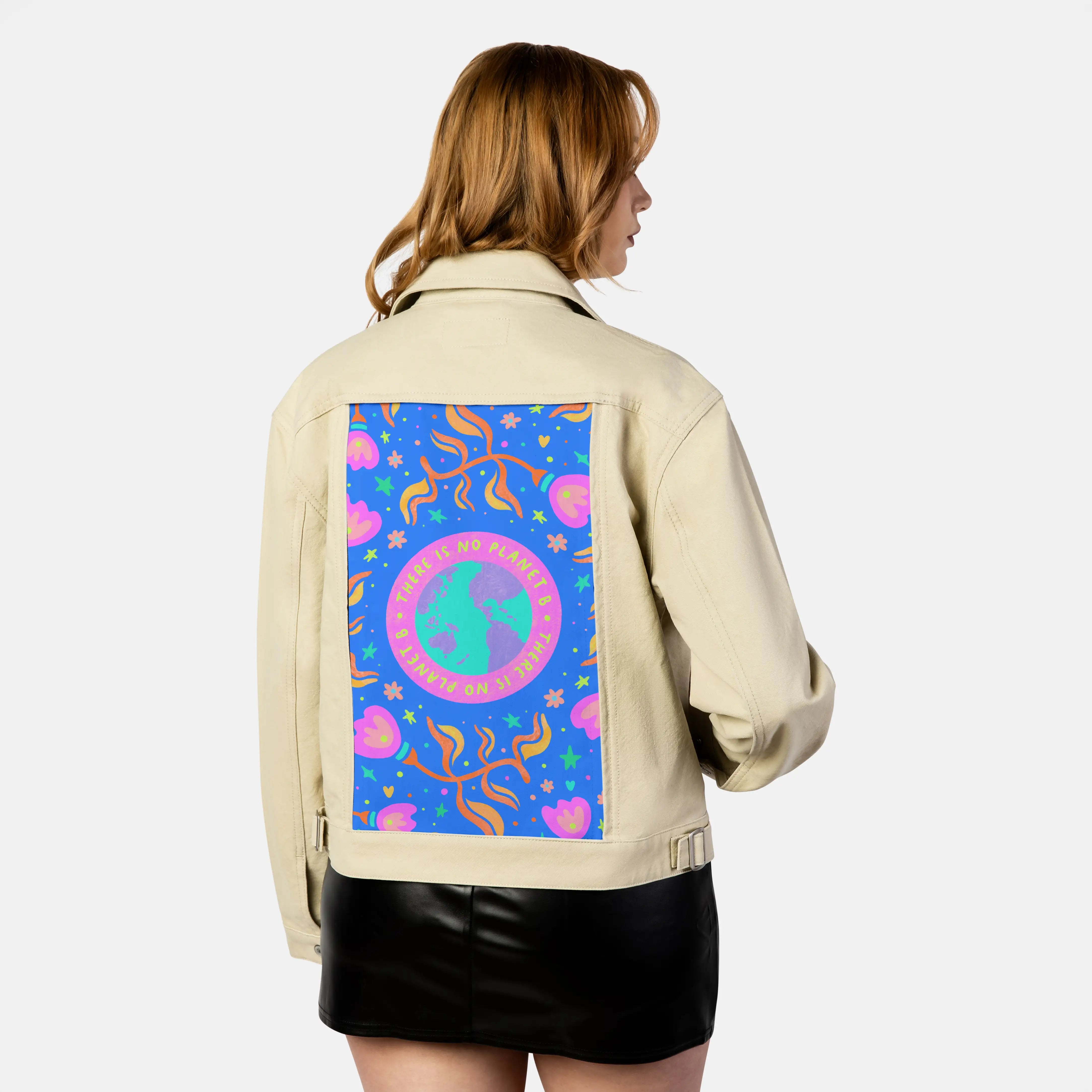 planetb patch on female atelier canvas jacket in tan