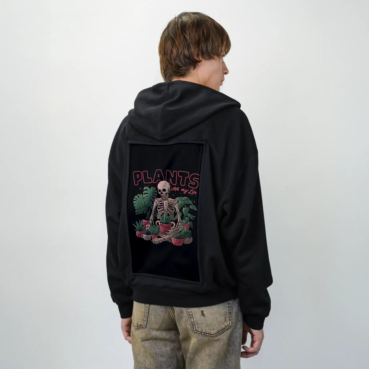 plantsaremylife patch on male essential zip hoodie in after hours