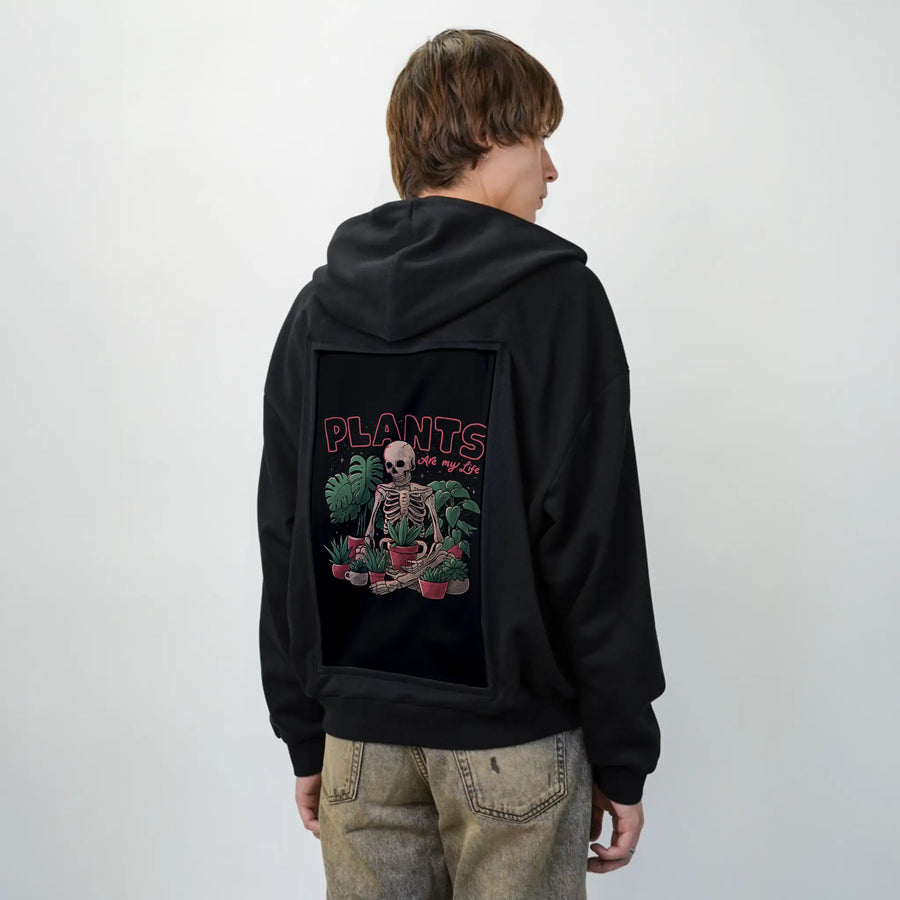 plantsaremylife patch on male essential zip hoodie in after hours