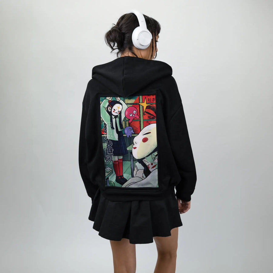 playtime patch on female essential zip hoodie in after hours