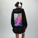pleasestayalive patch on female essential zip hoodie in after hours
