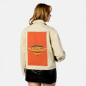 poella patch on female atelier canvas jacket in tan