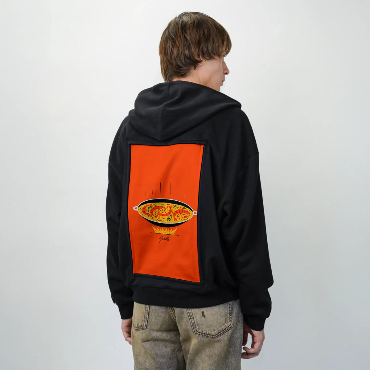 poella patch on male essential zip hoodie in after hours