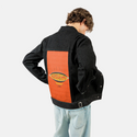 poella patch on male og denim jacket in raven