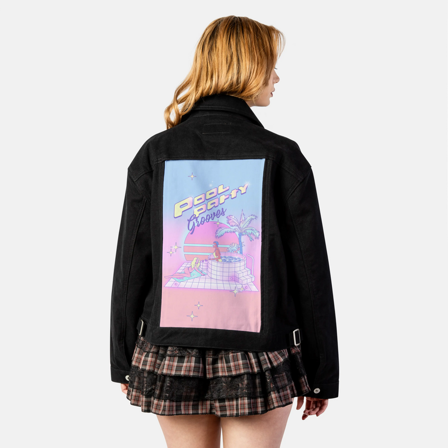 poolpartygrooves patch on female atelier canvas jacket in nightfall