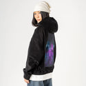 pooltime patch on female retro cord hoodie in onyx