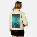 porchepig patch on female atelier canvas jacket in tan