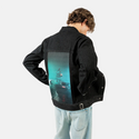 porchepig patch on male og denim jacket in raven