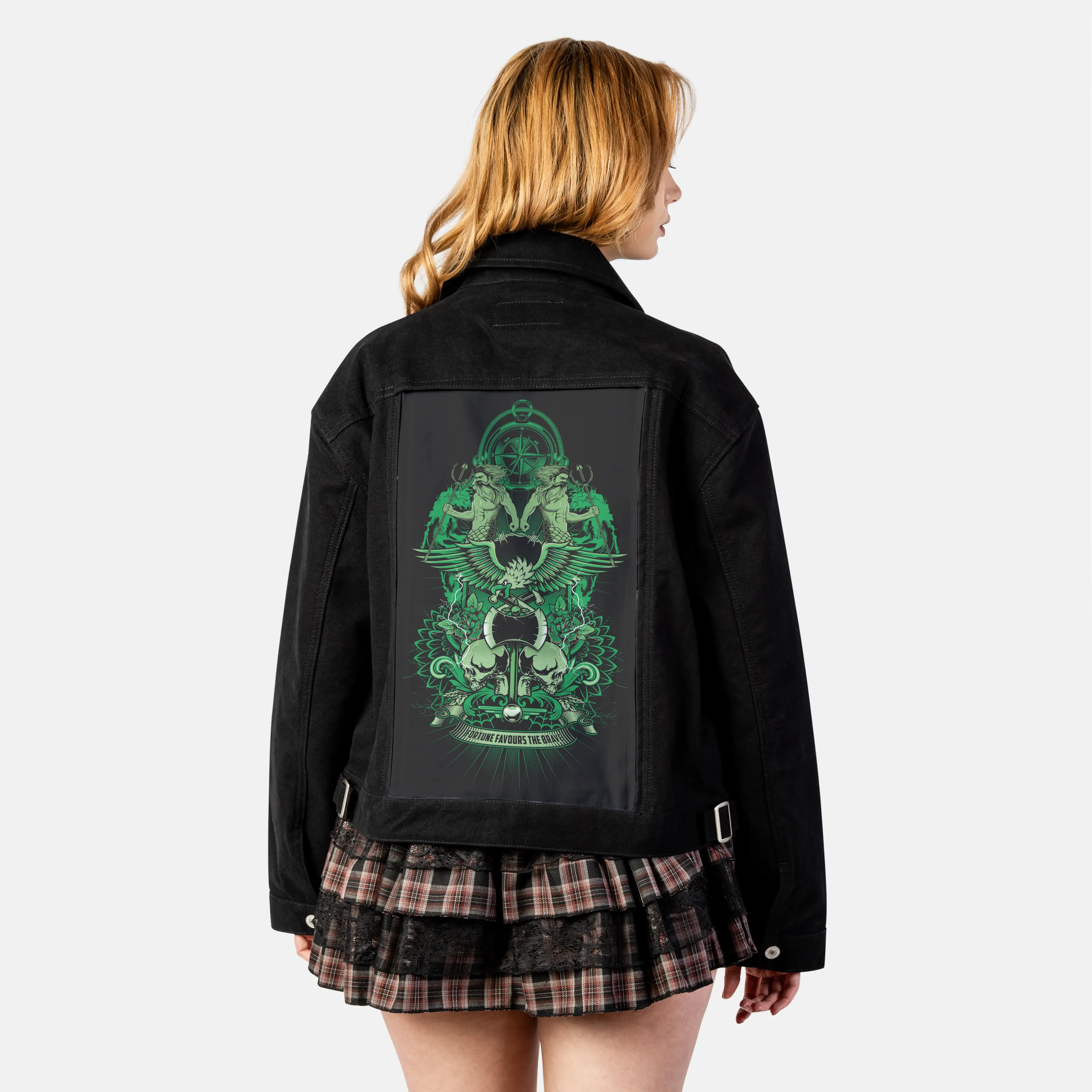 poseidonsskulls patch on female atelier canvas jacket in nightfall
