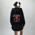 praisetheslice patch on female essential zip hoodie in after hours