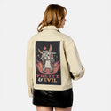 prettyandevil patch on female atelier canvas jacket in tan