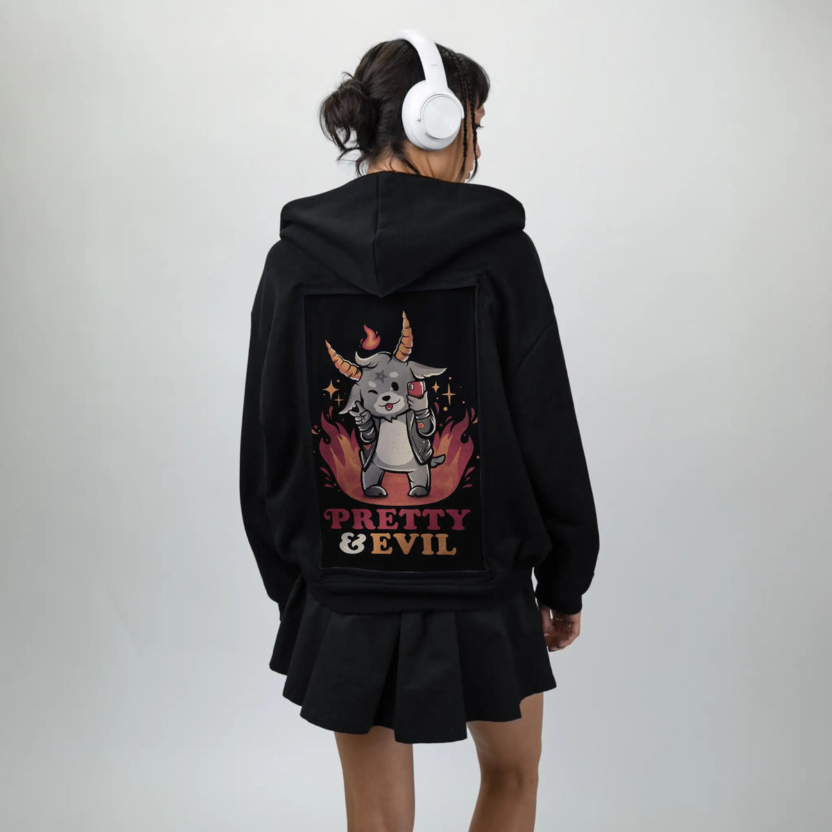 prettyandevil patch on female essential zip hoodie in after hours