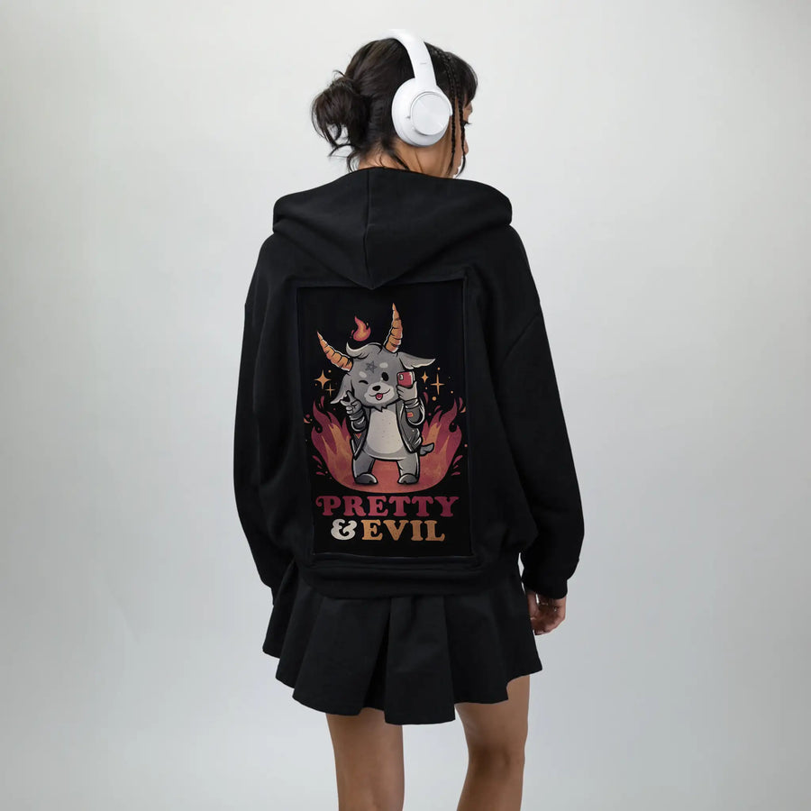 prettyandevil patch on female essential zip hoodie in after hours