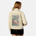 primalmeowster patch on female atelier canvas jacket in tan