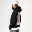 primalmeowster patch on female retro cord hoodie in onyx