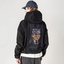 prisonmike patch on male retro cord hoodie in onyx