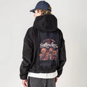 pumpedforhalloween patch on male retro cord hoodie in onyx