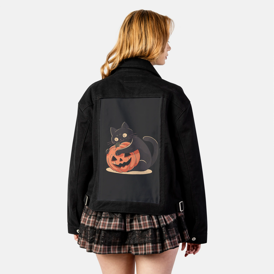 pumpkinembrace patch on female atelier canvas jacket in nightfall