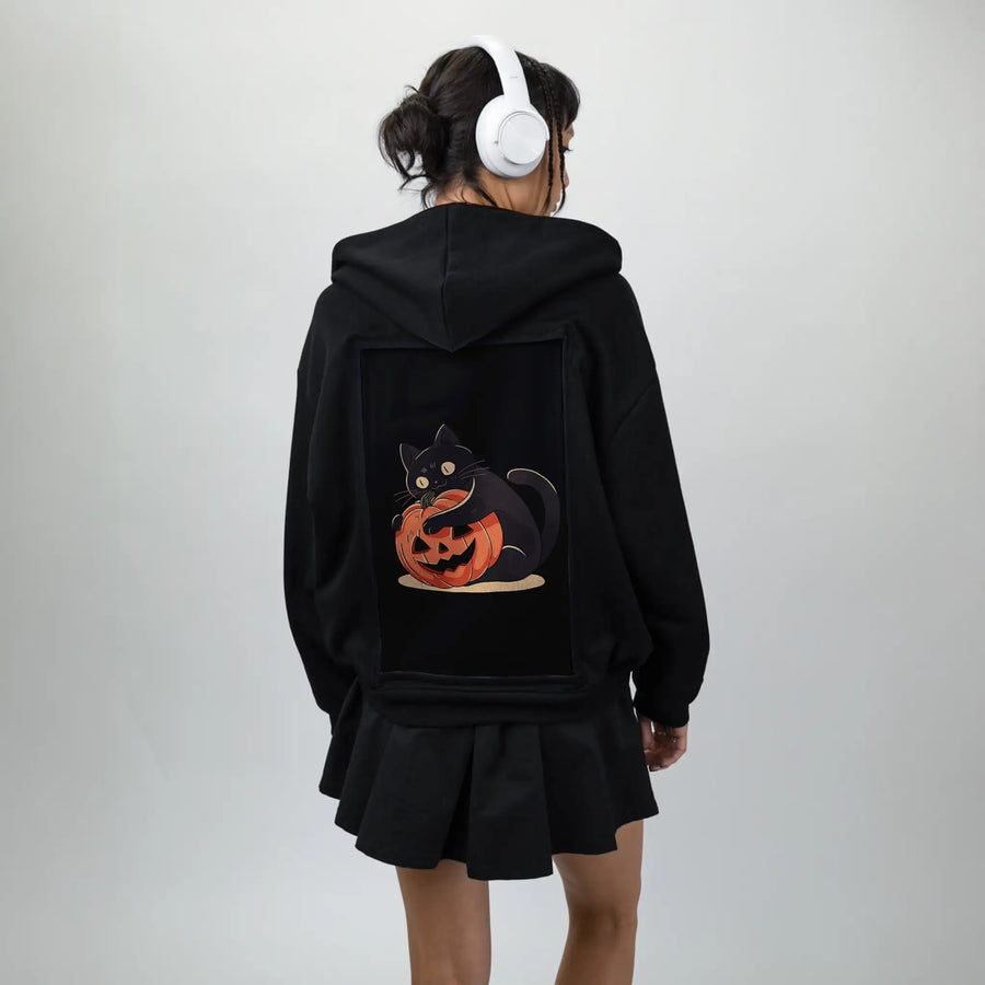 pumpkinembrace patch on female essential zip hoodie in after hours
