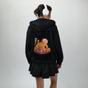 purrpkinhouse patch on female essential zip hoodie in after hours
