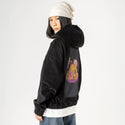 purrpkinhouse patch on female retro cord hoodie in onyx