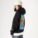 quietokplease patch on female retro cord hoodie in onyx