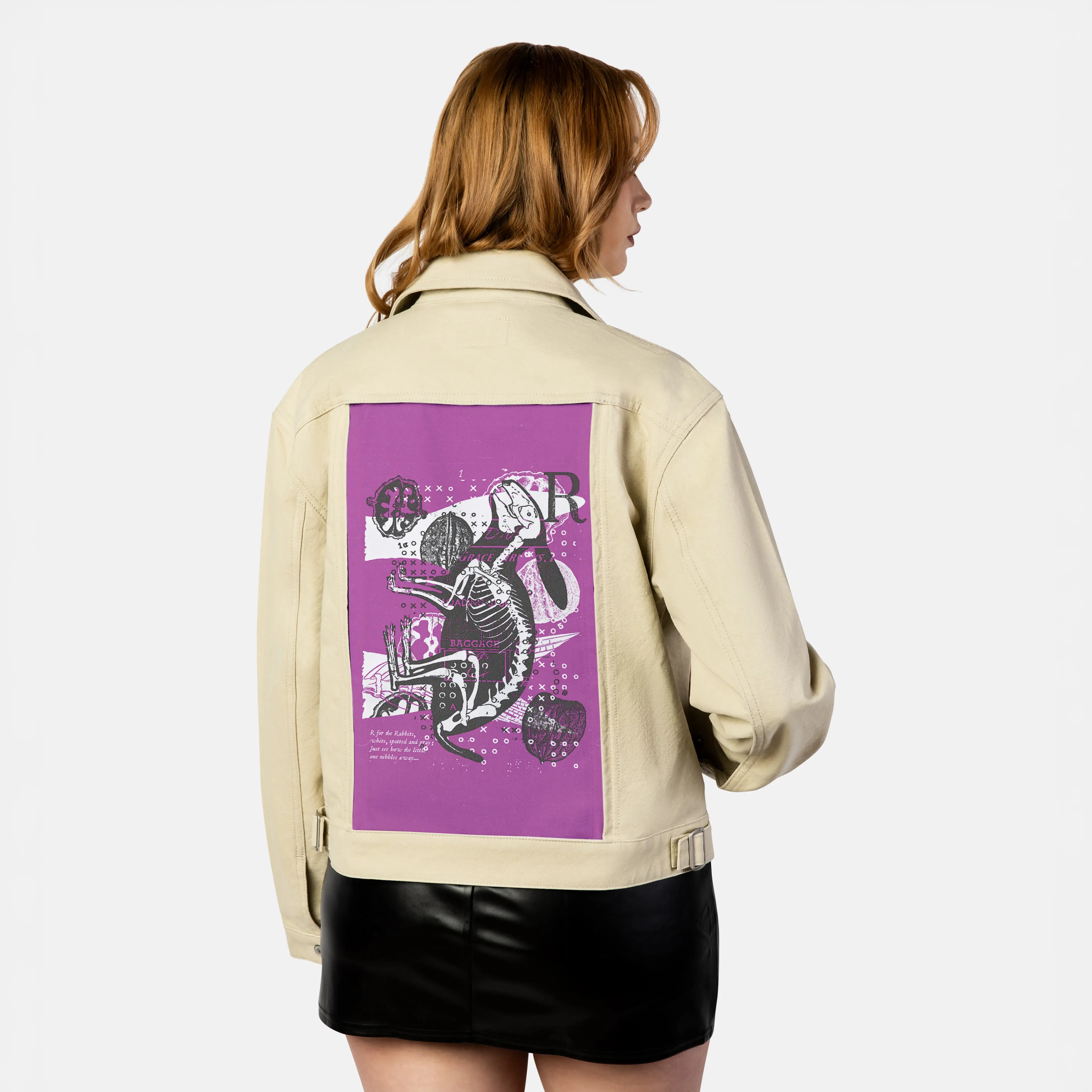 rabbitxray patch on female atelier canvas jacket in tan