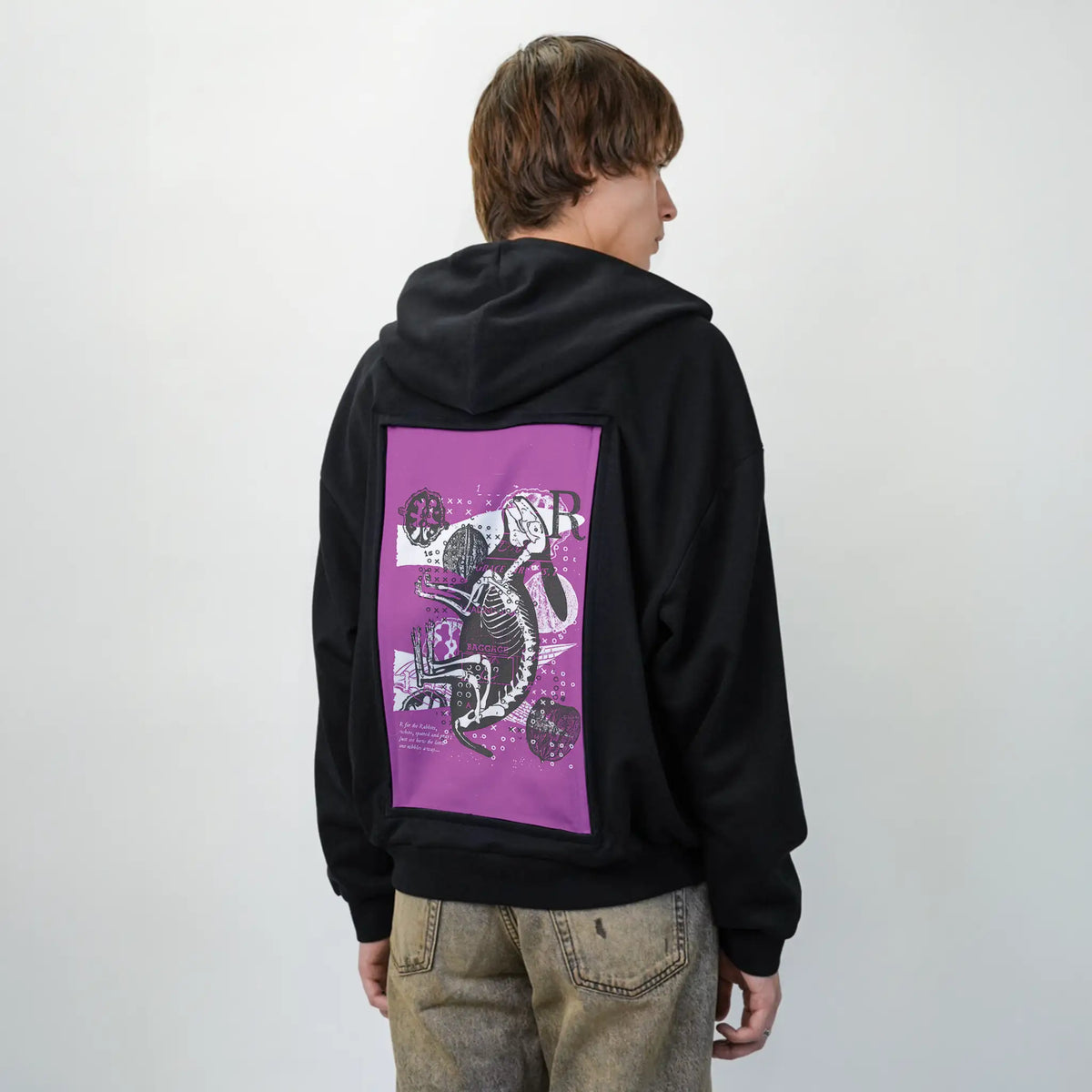 rabbitxray patch on male essential zip hoodie in after hours