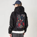 raijin patch on male retro cord hoodie in onyx