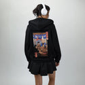 ramenmeowster patch on female essential zip hoodie in after hours