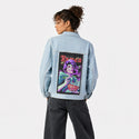 ramennightgeisha patch on female og denim jacket in oceanside