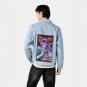 ramennightgeisha patch on male og denim jacket in oceanside