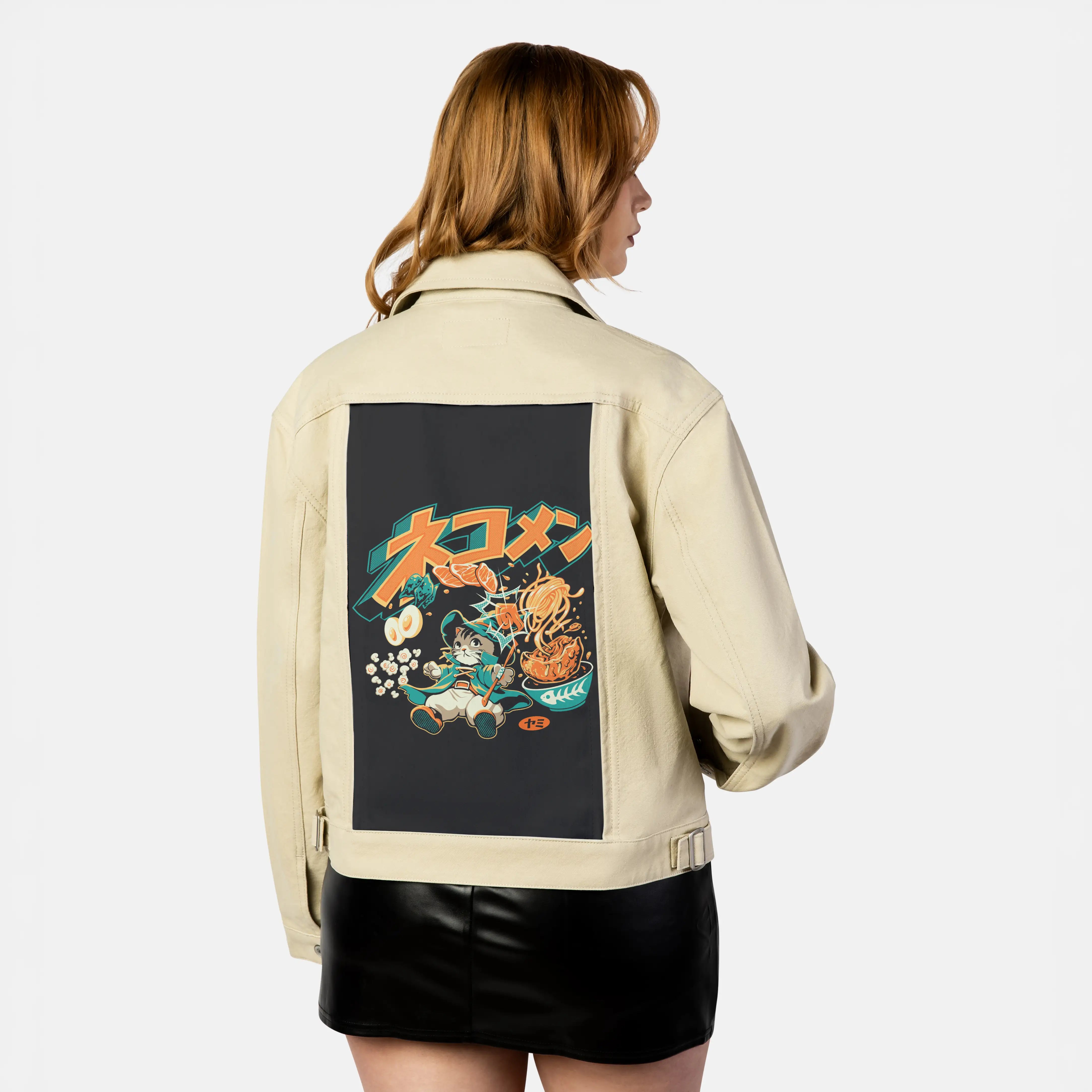 ramenwhimsy patch on female atelier canvas jacket in tan