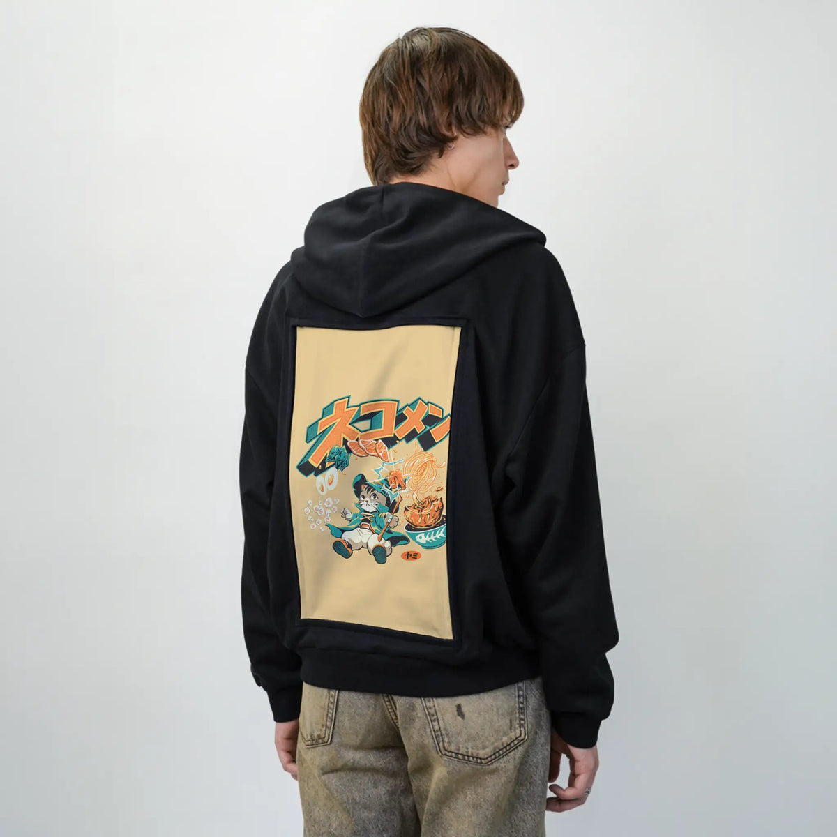ramenwhimsy patch on male essential zip hoodie in after hours