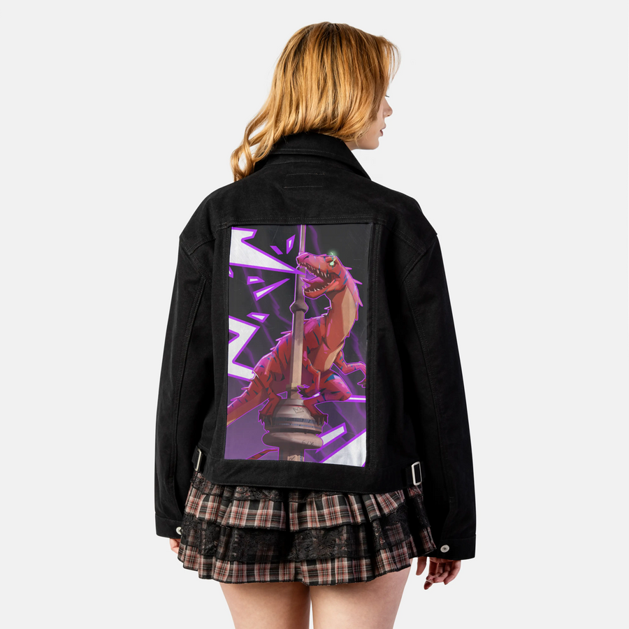 raptortower patch on female atelier canvas jacket in nightfall