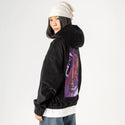 raptortower patch on female retro cord hoodie in onyx