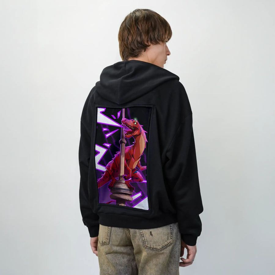 raptortower patch on male essential zip hoodie in after hours