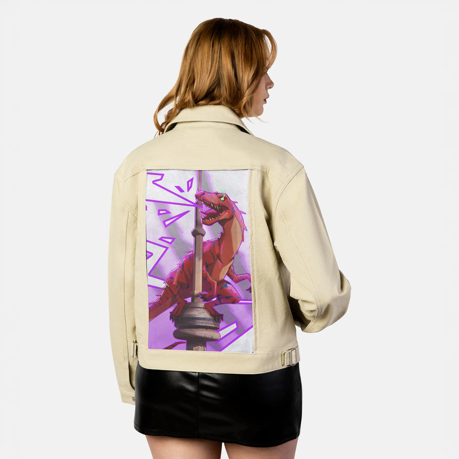 raptortowerlight patch on female atelier canvas jacket in tan