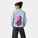 raptortowerlight patch on female og denim jacket in oceanside